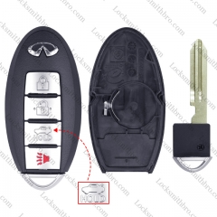 LockSmithbro With Blade 4 Button With Logo Infiniti Smart Key Shell With Trunk Button After 2009