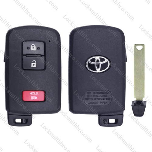 LockSmithbro 3 Button With Blade And Logo Toyot Smart Key Shell Case