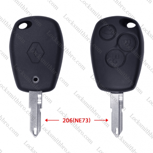 LockSmithbro With Logo 3 Button 206(NE73) Renaul Remote Key Shell