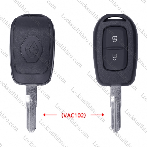2 Button VAC102 Blade T-Renault Remote Key Shell with Logo（with midline）
