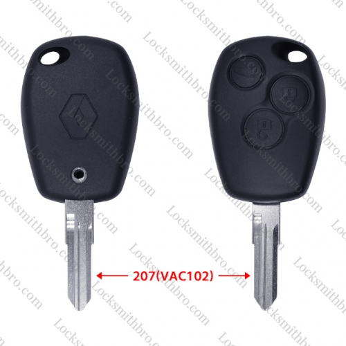 LockSmithbro With Logo 3 Button 207(VAC102) Renaul Remote Key Shell