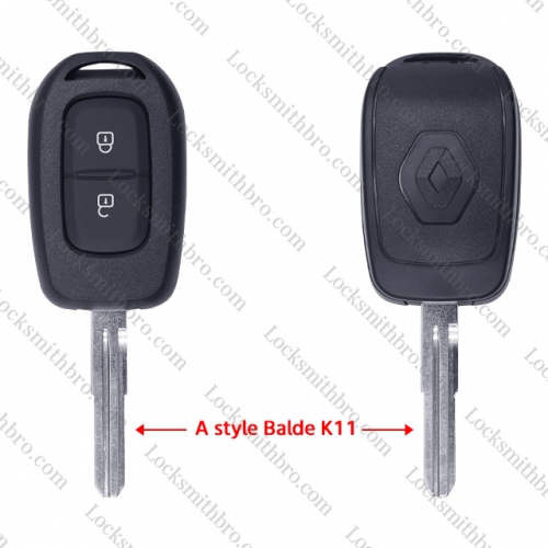 2 Button NSN14 Blade T-Renault Remote Key Shell with Logo