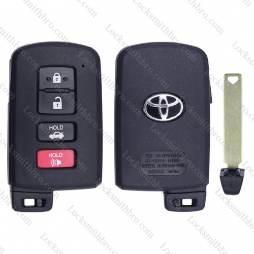 LockSmithbro 4 Button With Blade And Logo Toyot Smart Key Shell Case