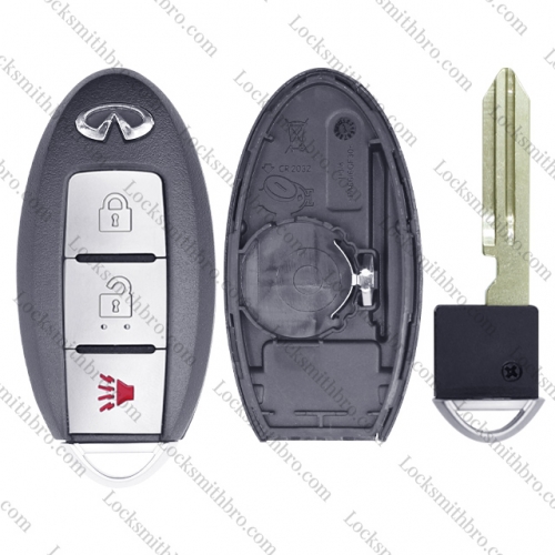 LockSmithbro With Blade 3 Button With Logo Infiniti Smart Key Shell With Trunk Button