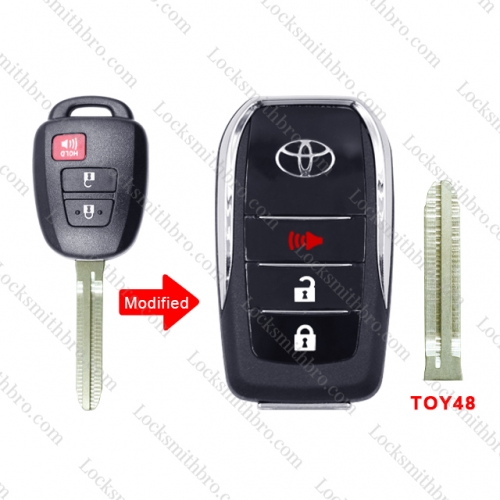 3 button Modified Flip remote Key Shell For T-oyota