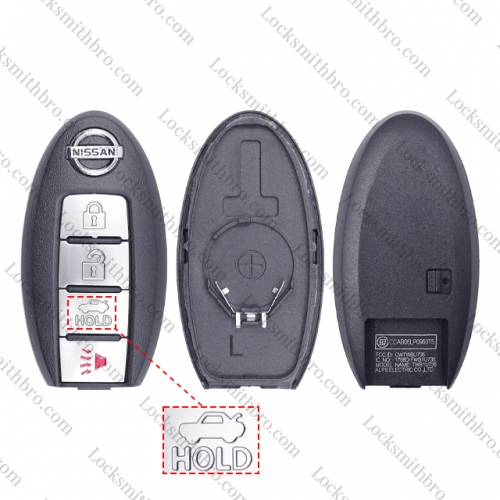 LockSmithbro 4 Button NO Blade Nissa With Logo Remote Smart Key Shell Case Before 2009