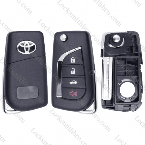 4 Button TOY48 With Logo T-Toyota Flip Remote Key Shell Case