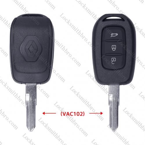 3 Button  T-Renault Remote Key Shell with Logo