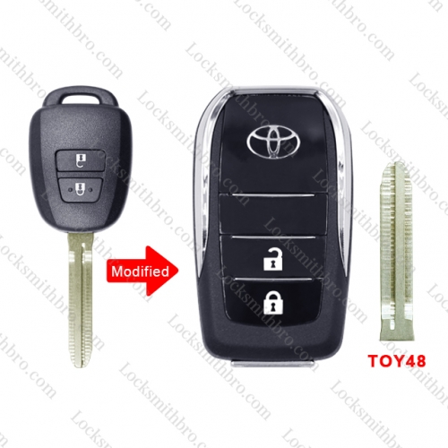 2 button Modified Flip remote Key Shell For T-oyota