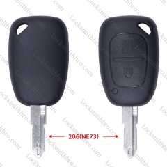 LockSmithbro 2 Button 206(NE73) Blade Renaul Remote Key Shell