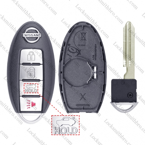 LockSmithbro 4 Button With Blade Nissa With Logo Remote Smart Key Shell Case