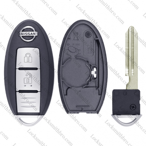 LockSmithbro 2 Button With Blade Nissa With Logo Remote Smart Key Shell Case