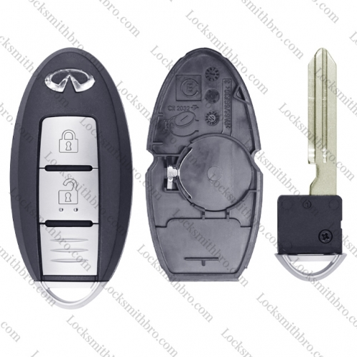 LockSmithbro With Blade 3 Button With Logo Infiniti Smart Key Shell With Trunk Button After 2009