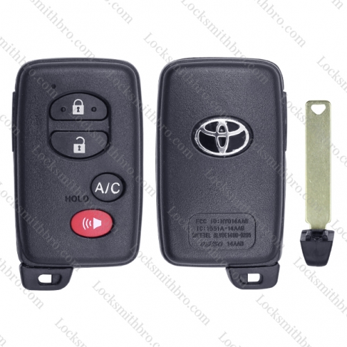 LockSmithbro 4 Button With Blade And Logo Toyot Camry Smart Key Shell Case