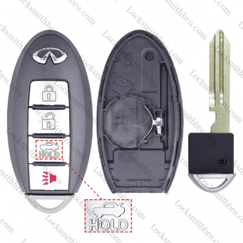 LockSmithbro With Blade 4 Button With Logo Infiniti Smart Key Shell With Trunk Button