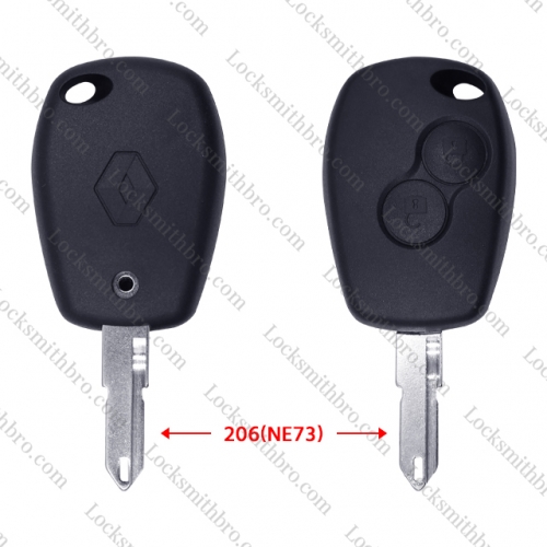 LockSmithbro With Logo 2 Button 206(NE73) Renaul Remote Key Shell
