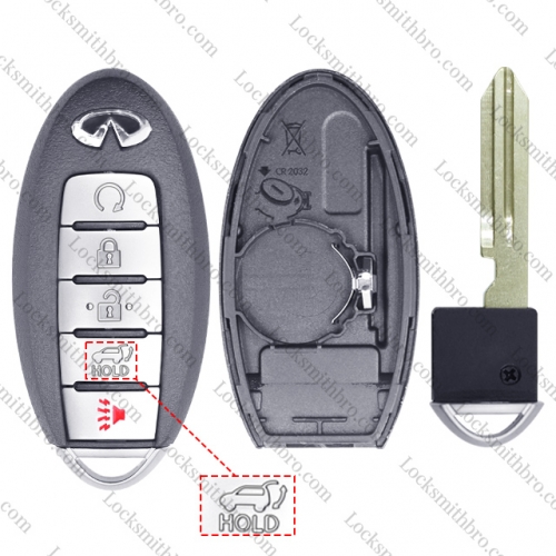 LockSmithbro With Balde 5 Button With Logo Infiniti Smart Key Shell With Trunk Button