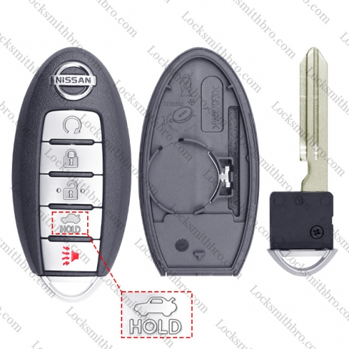 LockSmithbro 5 Button With Blade Nissa With Logo Remote Smart Key Shell Case