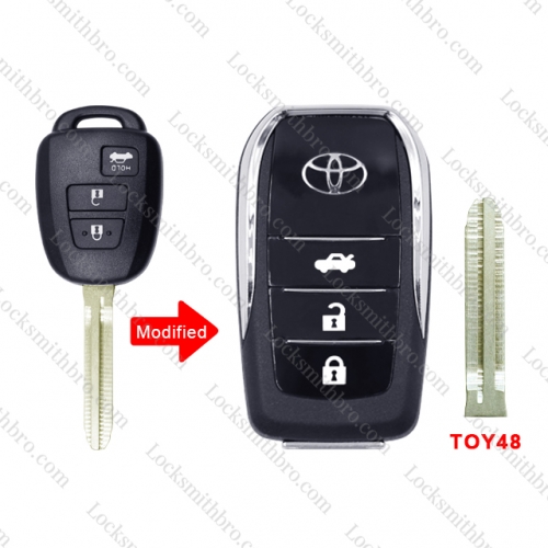 3 button Modified Flip remote Key Shell For T-oyota