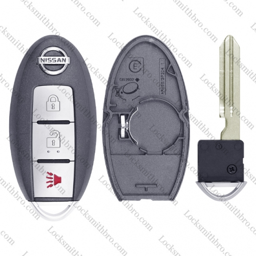 LockSmithbro 3 Button With Blade Nissa With Logo Remote Smart Key Shell Case Before 2009