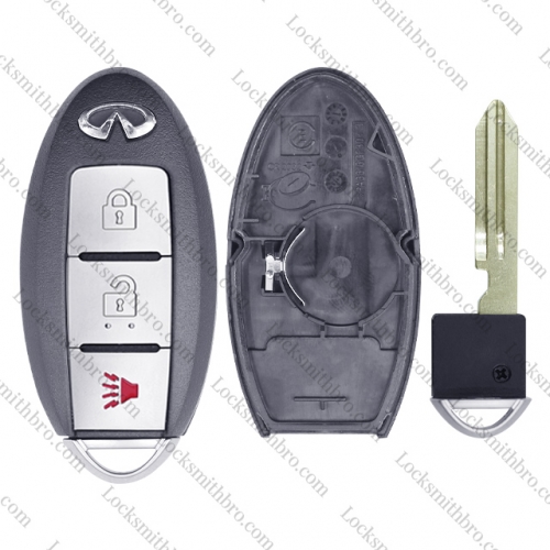 LockSmithbro With Balde 3 Button With Logo Infiniti Smart Key Shell With Trunk Button After 2009