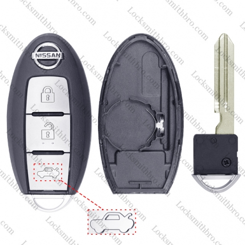 LockSmithbro 3 Button With Blade Nissa With Logo Remote Smart Key Shell Case