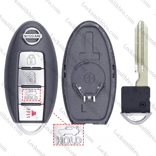 LockSmithbro 4 Button With Blade Nissa With Logo Remote Smart Key Shell Case Before 2009