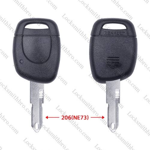 LockSmithbro With Logo 1 Button 206(NE73) Blade Renaul Remote Key With Battery Blace