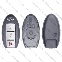 LockSmithbro No Blade 3 Button With Logo Infiniti Smart Key Shell With Trunk Button After 2009