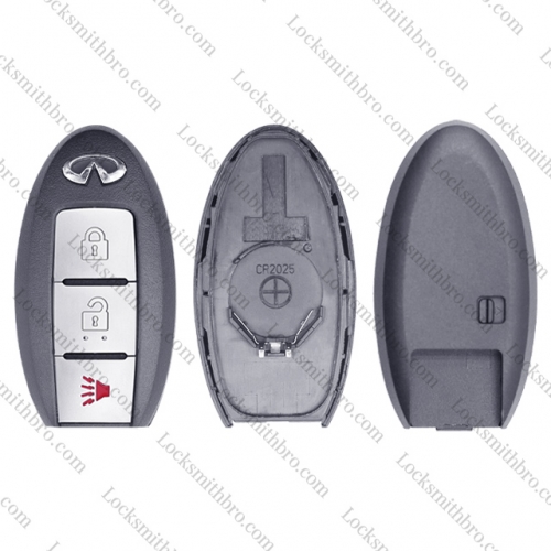 LockSmithbro No Blade 3 Button With Logo Infiniti Smart Key Shell With Trunk Button After 2009