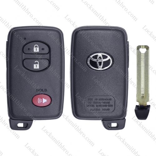 LockSmithbro 3 Button With Blade And Logo Toyot Camry Smart Key Shell Case