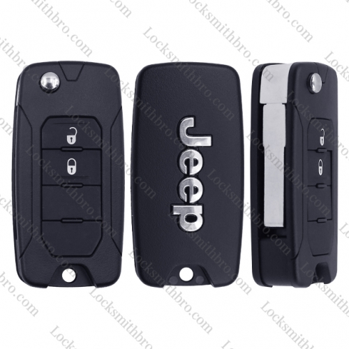 2 Buttons Jeep Remote Flip Key Shell With Logo