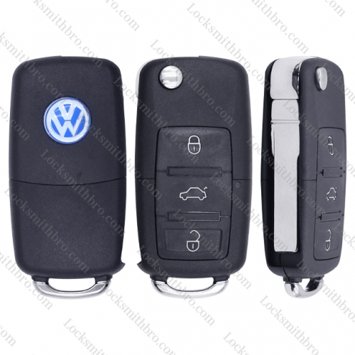 LockSmithbro 3 Button Separable VW Flip Remote Key Shell With Logo