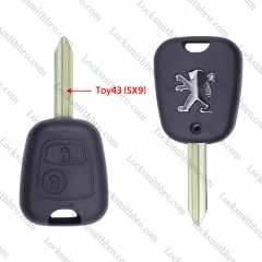 LockSmithbro 2 Button With Toy43 (SX9) Peugeo Remote Key NO Logo