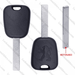 LockSmithbro 407(HU83) Blade Peugeo Transponder Key Shell With Logo