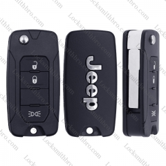 3 Buttons Jeep Remote Flip Key Shell With Logo