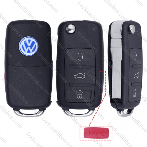 LockSmithbro 3+1 Button With Logo Inseparable VW Toureg Remote Key Shell