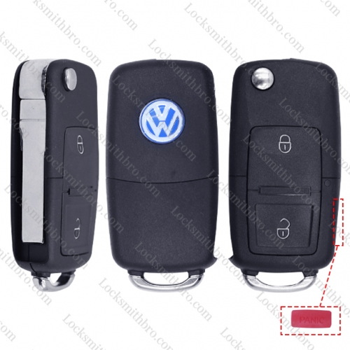 LockSmithbro 2+1 Button Separable VW Flip Remote Key Shell With Logo