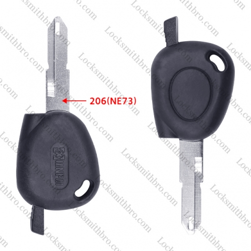 LockSmithbro 206(NE73) Blade No Logo Peugeo Transponder Key Shell