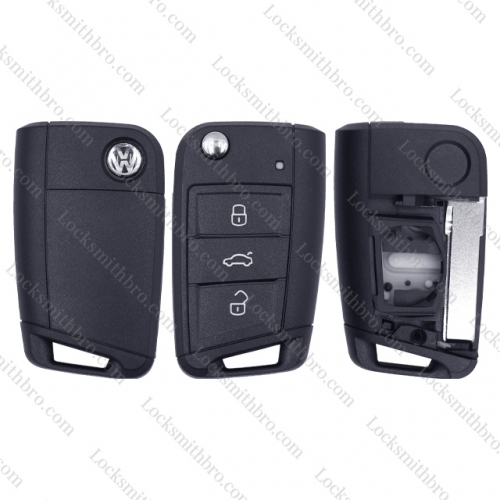 LockSmithbro 3 Button With Logo VW Golf 7 Flip Remote Key Shell