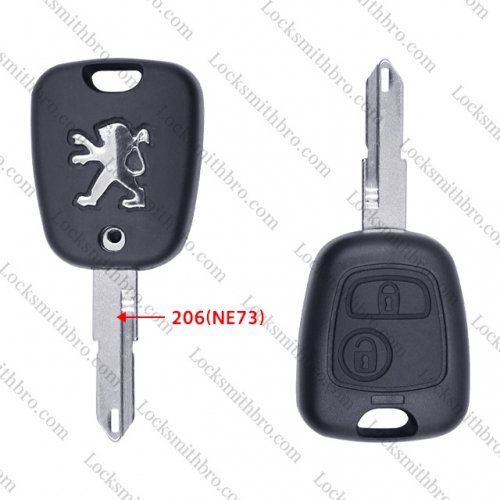 LockSmithbro 2 Button With 206(NE73) Peugeo Remote Key NO Logo