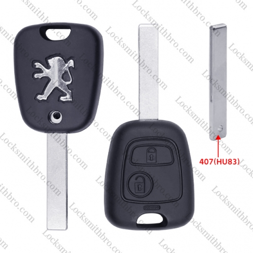 LockSmithbro 2 Button With 407(HU83) Peugeo Remote Key With Logo