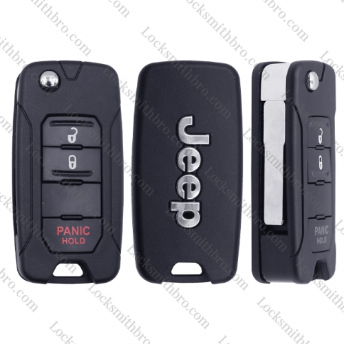 3 Buttons Jeep Remote Flip Key Shell With Logo