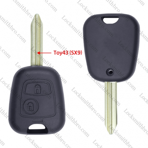 LockSmithbro 2 Button With Toy43 (SX9) Peugeo Remote Key NO Logo