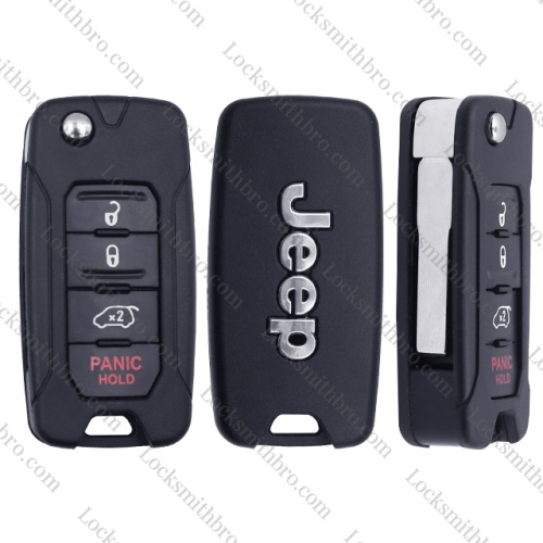 4 Buttons Jeep Remote Flip Key Shell With Logo