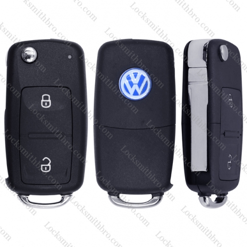 LockSmithbro 2 Button Separable VW Flip Remote Key Shell With Logo