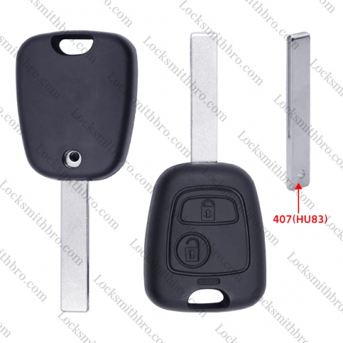 LockSmithbro 2 Button With 407(HU83) Peugeo Remote Key NO Logo