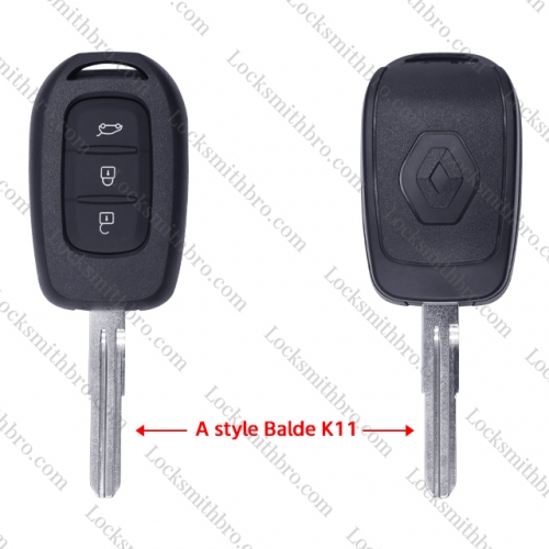 3 Button  T-Renault Remote Key Shell with Logo
