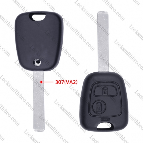 LockSmithbro 2 Button With 307(VA2) Peugeo Remote Key NO Logo