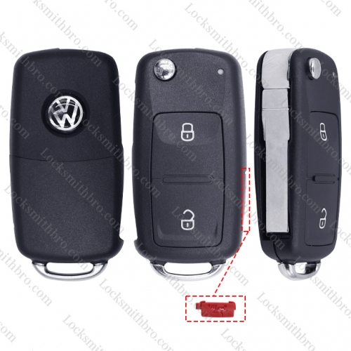 2+1 Button Inseparable VW Flip Remote Key Shell With Logo